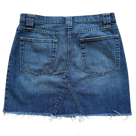 J. Crew Women's Denim Mini Skirt Medium Blue Wash Size 30 Raw Edge Hem Casual - Picture 6 of 7